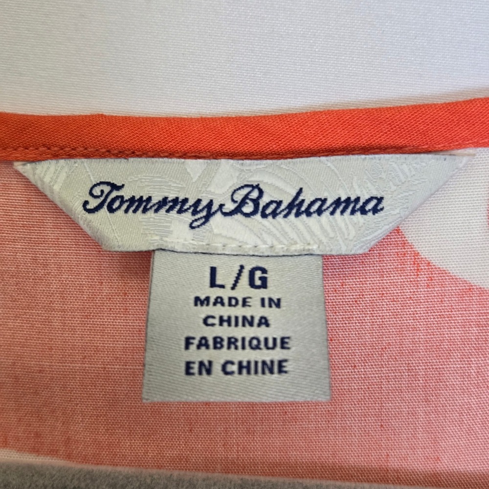 Tommy Bahama Hibiscus Hiatus Front Tie Floral Sundress Coral Orange White Large - Picture 3 of 11